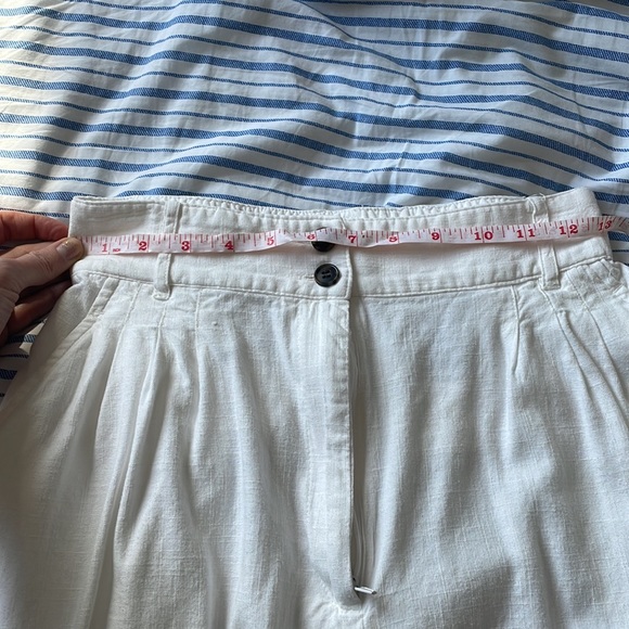 HM Wide Leg High Waisted Cropped Pants Linen Like - Picture 9 of 9